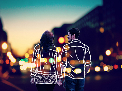 couple light design illustration outline