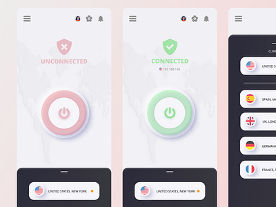 KUMO VPN app design figma mobile neumorphism product design ui ux