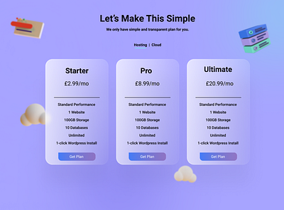 WEB HOSTING PLAN PAGE app design figma graphic design mobile ui ux