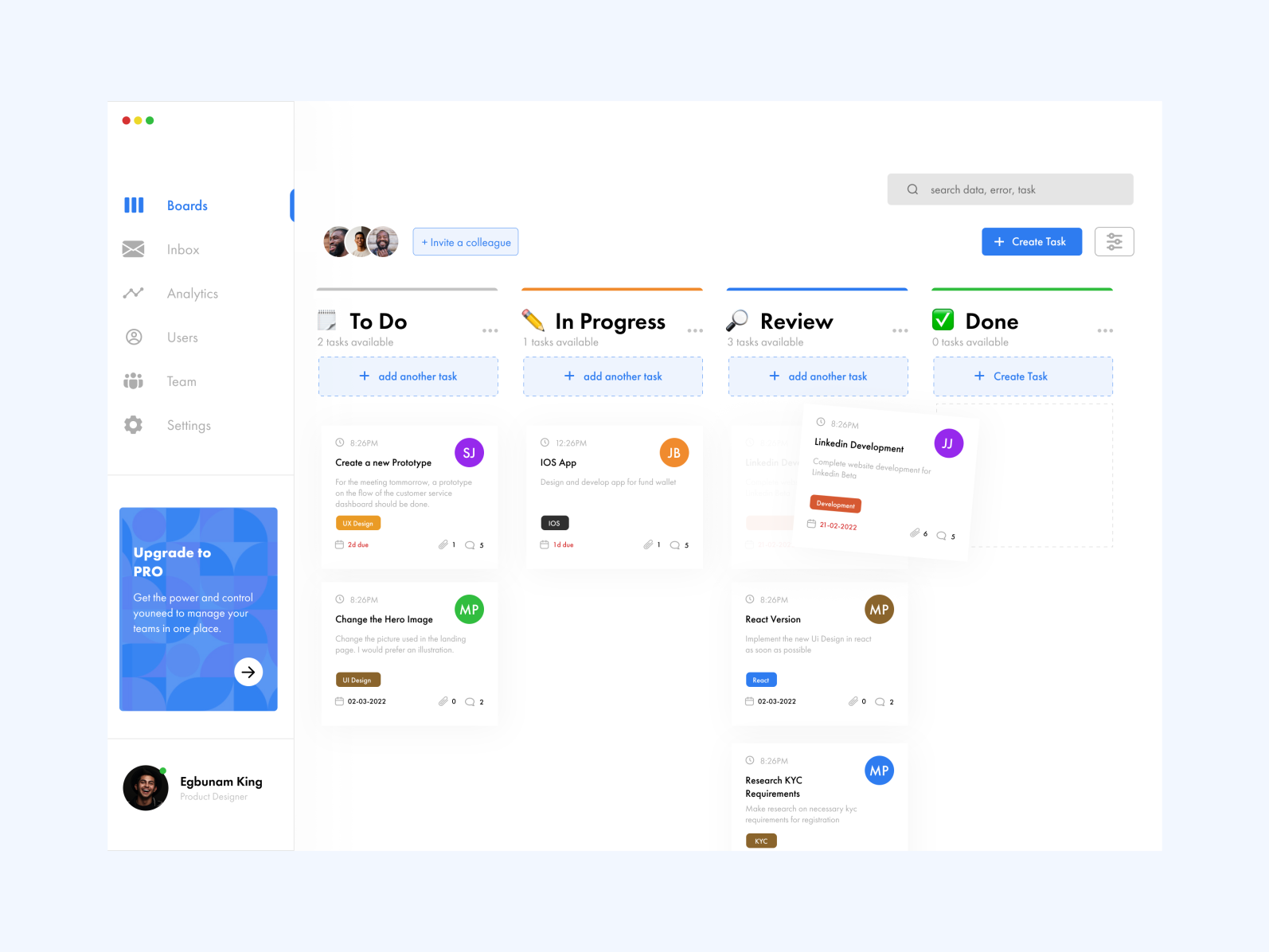 KanBan Board by Sharon Johnson on Dribbble