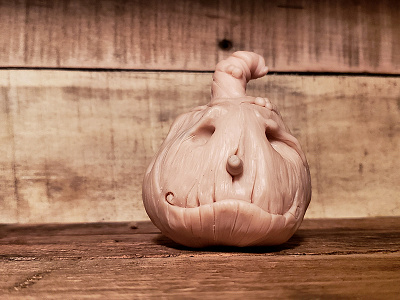 Pumpkin Head character design clay halloween ooak sculpey sculpture toy design wip