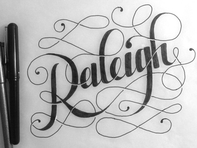 Raleigh, NC black and white hand lettering mistermisses mrdavenport north carolina raleigh script sketch typography work in progress
