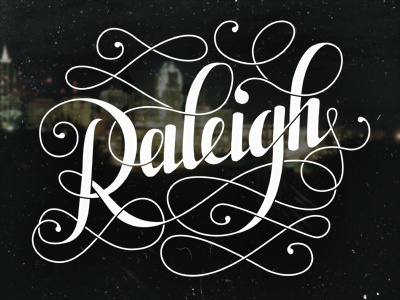 Raleigh, NC black and white hand lettering mistermisses mrdavenport north carolina raleigh script sketch swash typography work in progress