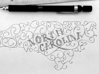 North Carolina— Refined Sketch black and white hand lettering mistermisses mrdavenport north carolina script sketch swash typography work in progress