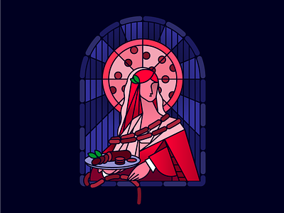 Patron Saint of Pepperoni branding illustration pepperoni pizza restaurant saint stained glass