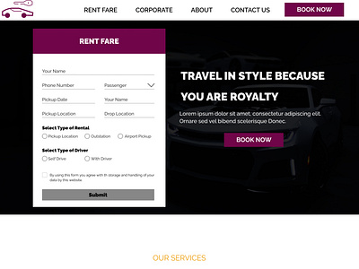 Car Rental Landing page