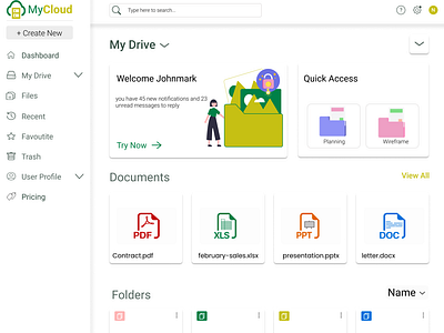 Cloud storage dashboard