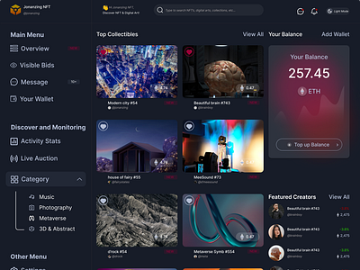 NFT Dashboard dark mode