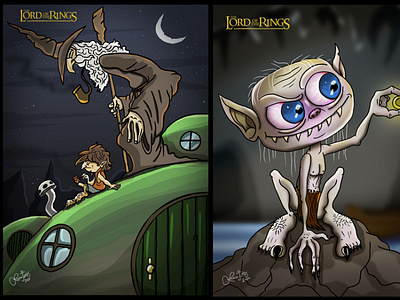 Gandalf - Bilbo - Gollum animation design digital art digital illustration drawing drawn illustration photoshop