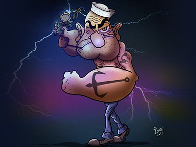 Popeye animation design digital art digital illustration drawing drawn illustration photoshop