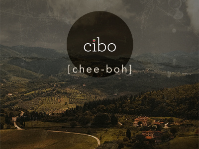 Cibo - splash page logo design photo manipulation web design