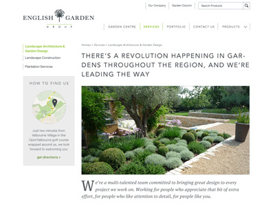 English Garden Group Services avenir elegant garden green high end map minimal web design