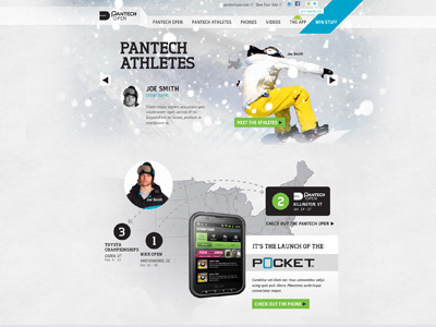 Pantech Winter Microsite Home map neon snow sports textures web design white winter winter sports