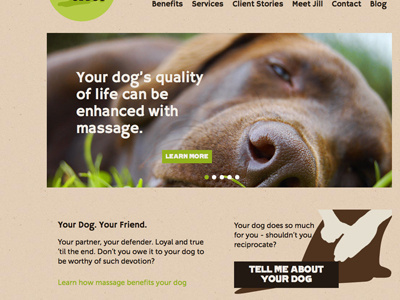 Good Ol'Dog brown green illustrative massage natural paper pets texture web design