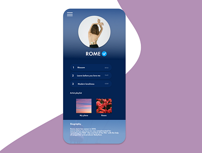 #DailyUI 005 User Profile artist profile challenge daily 100 challenge design figma interface design music music player screen ui user profile user profile ui