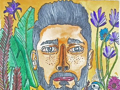 IMG 9586 hand drawn illustration self portrait watercolor