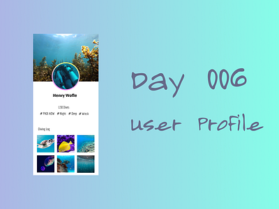User Profile for scubadiver 006 dailyui day006