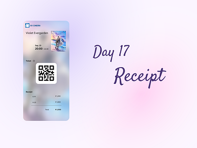 Receipt for movie tickets 017 dailyui dailyuichallenge day017 receipts ticketing