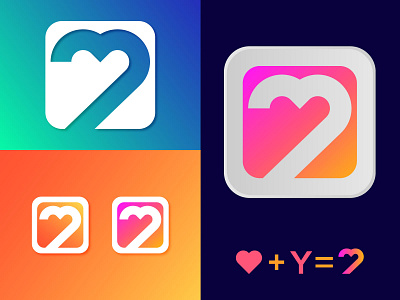 Y + Heart app icon(for sale) 3d branding design flat graphic design icon illustration logo minimalist modern typography ui vector
