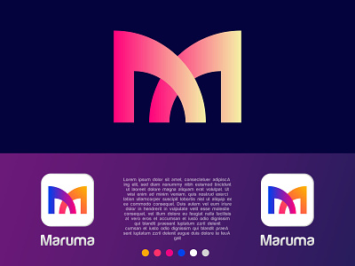 M MODERN LOGO branding design flat illustration logo m minimalist modern typography vector