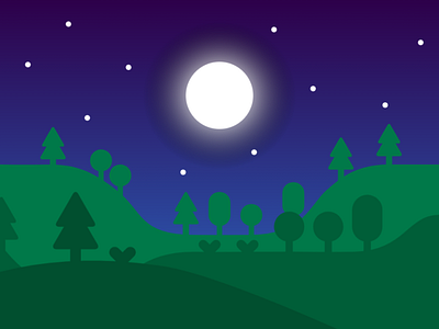 Forest blue blue and white design digital flat forest illustration moon ninja vector