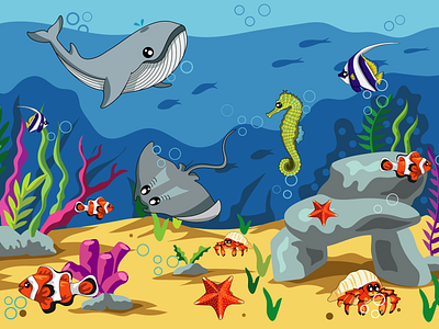 Underwater environment art adobe art artist character design colorful design digital art drawing graphic design illustration illustrator sea ui v vector