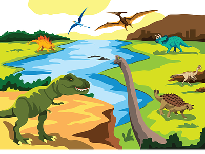 Dinosaurs illustration animal art artist colorful digital art dinosaur graphic design illustration illustrator