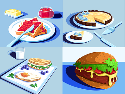 Food Illustrations branding design digital art flat flat illustration food food illustration illustration modern simple vector website