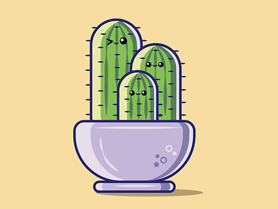 Cactus plant family illustration app character design digital art flat illustration graphic design illustration illustrator logo mascot ui vector website