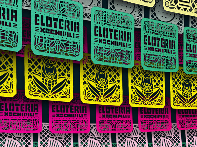 Papel Picado Designs for Eloteria Xochipili art direction branding design eloteria elotes esquites illustration layout design mexican nittygritty papel picado