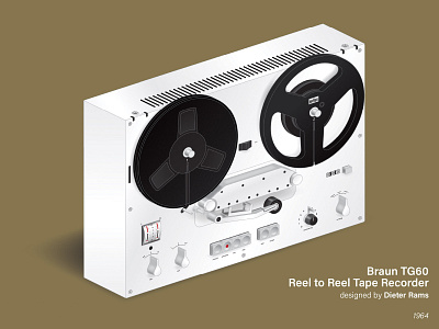 Dieter Rams' Braun TG60 Reel to Reel Tape Recorder art direction braun design dieter dieter rams dieterrams illustration industrial design isometric isometric illustration isometric perspective nittygritty product design rams reel to reel