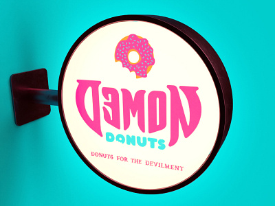 Demon Donuts Sign art direction branding demon design devil donuts nittygritty packaging sign