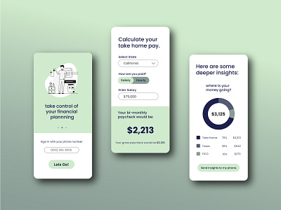 Paycheck Calculator app calculator dailyui dailyuichallenge data design finances graphic illustration illustrator minimal mobile money phone taxes