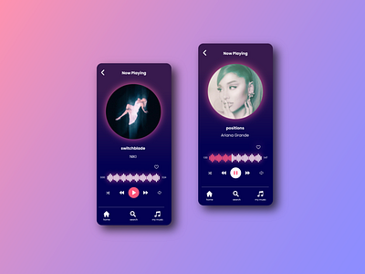 Music Player app ariana grande cute dailyui dailyuichallenge design illustration illustrator minimal mobile music music app music player music player ui phone song spotify streaming streaming app ui