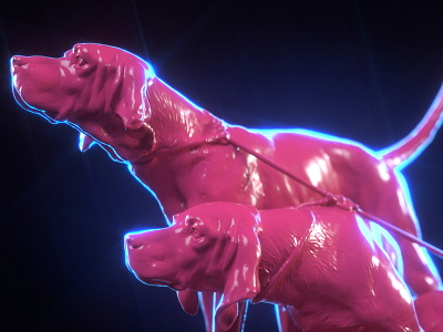 Glossy dogs 3 colors 3d art cinema 4d digital 3d dogs glossy octane render