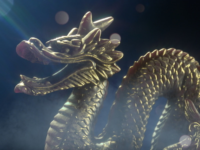 Gold Dragon 3d art cinema 4d digital 3d dragon gold subsurface scattering