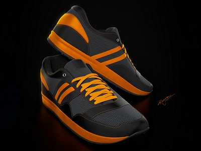 Sports shoe 3 point lighting shoe vray