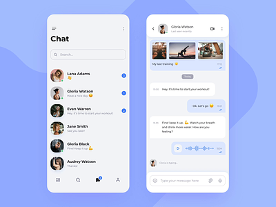 Direct Messaging 013 animation app call chat dailyui icon interaction list message mobile app mobile ui type ui user ux