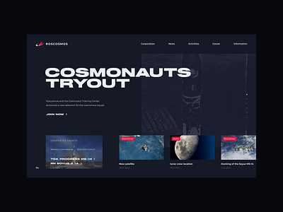 Roscosmos website concept aftereffects animation cosmos counter dailyui figma logo rocket ui ux web