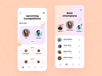 Ping-pong app 019 app champions competition dailyui gradient icon ios leaderboard list mobile pingpong shedule ui ux