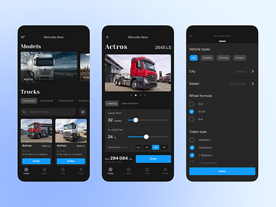 Mercedes App app blue car figma icon interaction mercedes mobile truck ui ux