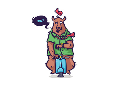Rushing bear bear character illustration inostudio sticker