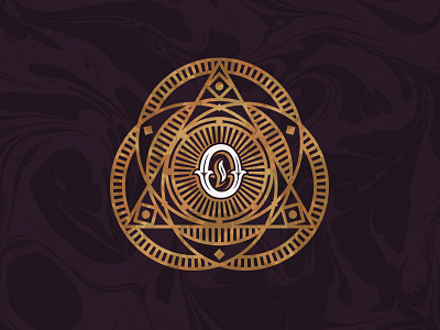 O alchemy gold line logo luxury typography vape