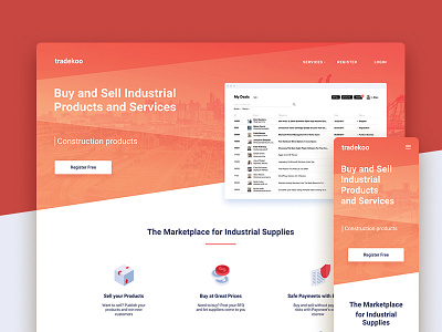 Landing Page for Industrial Company figma icon landing marketplace mobile page red trade ui ux website