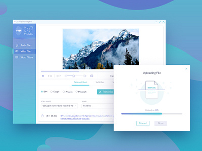 Audio Transcription app audio desktop files filter transcription ui upload ux video web xd
