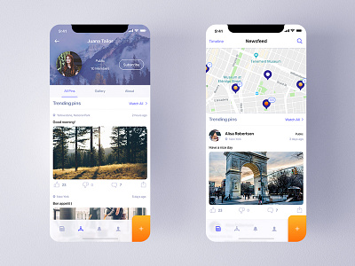 Located News App app ios map marker mobile news newsfeed profile social ui user ux
