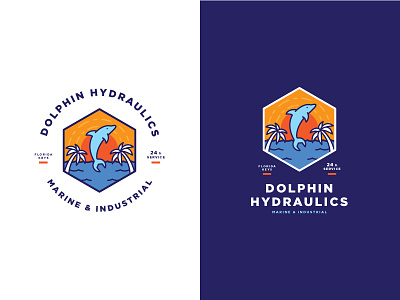 Dolphin Hydraulics Logo dolphin emblem hydraulic illustration industrial logo marine mentalstack palm sea service wrench