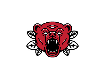 Roaring Bear ai art bear design icon illustration leaves red roar sticker tattoo wild