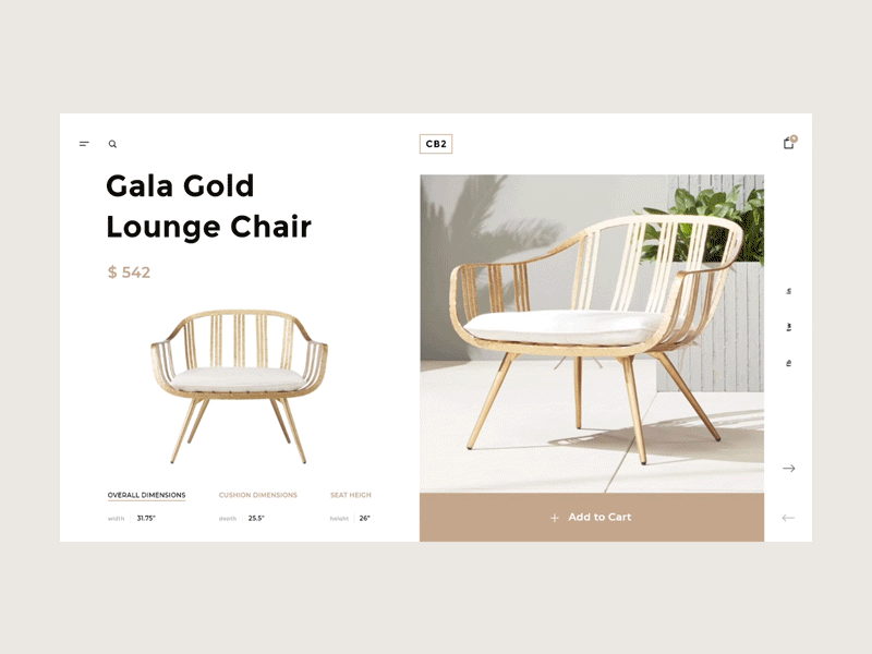 Furniture Store cart chair clean design e commerce furniture interaction product simple store typography ui ux web