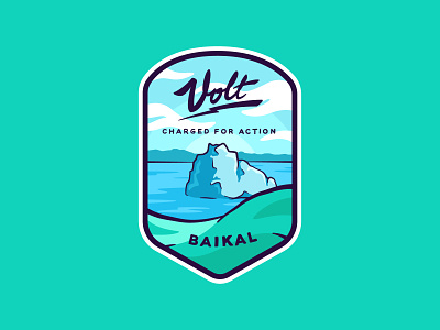 Volt. Baikal badge badge baikal branding design illistration lake lettering logo rock sticker travel typogaphy vector